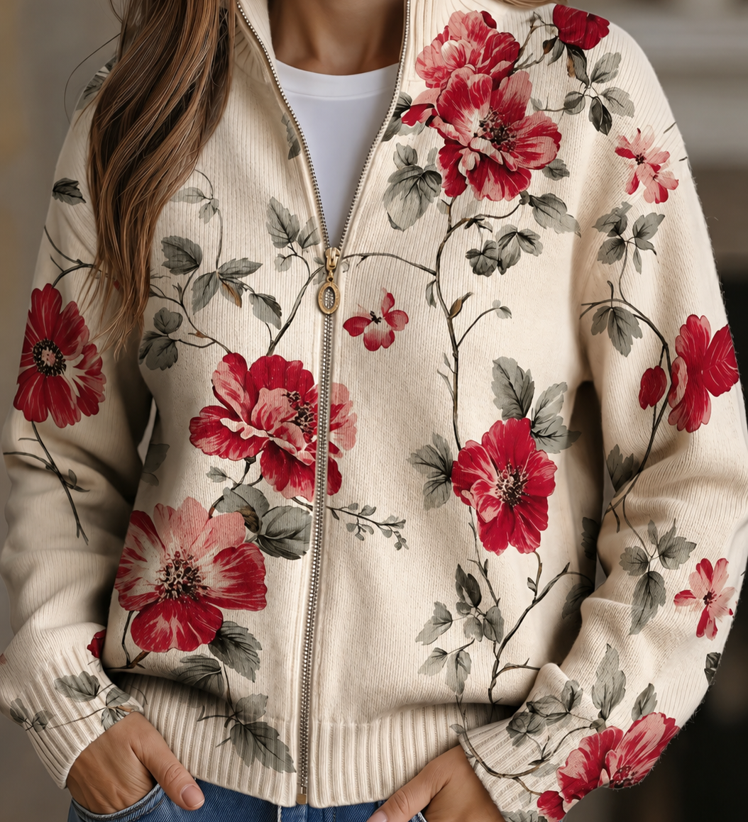 Wilhelmine™ | Cardigan Vintage con Stampa Rosa A minha loja
