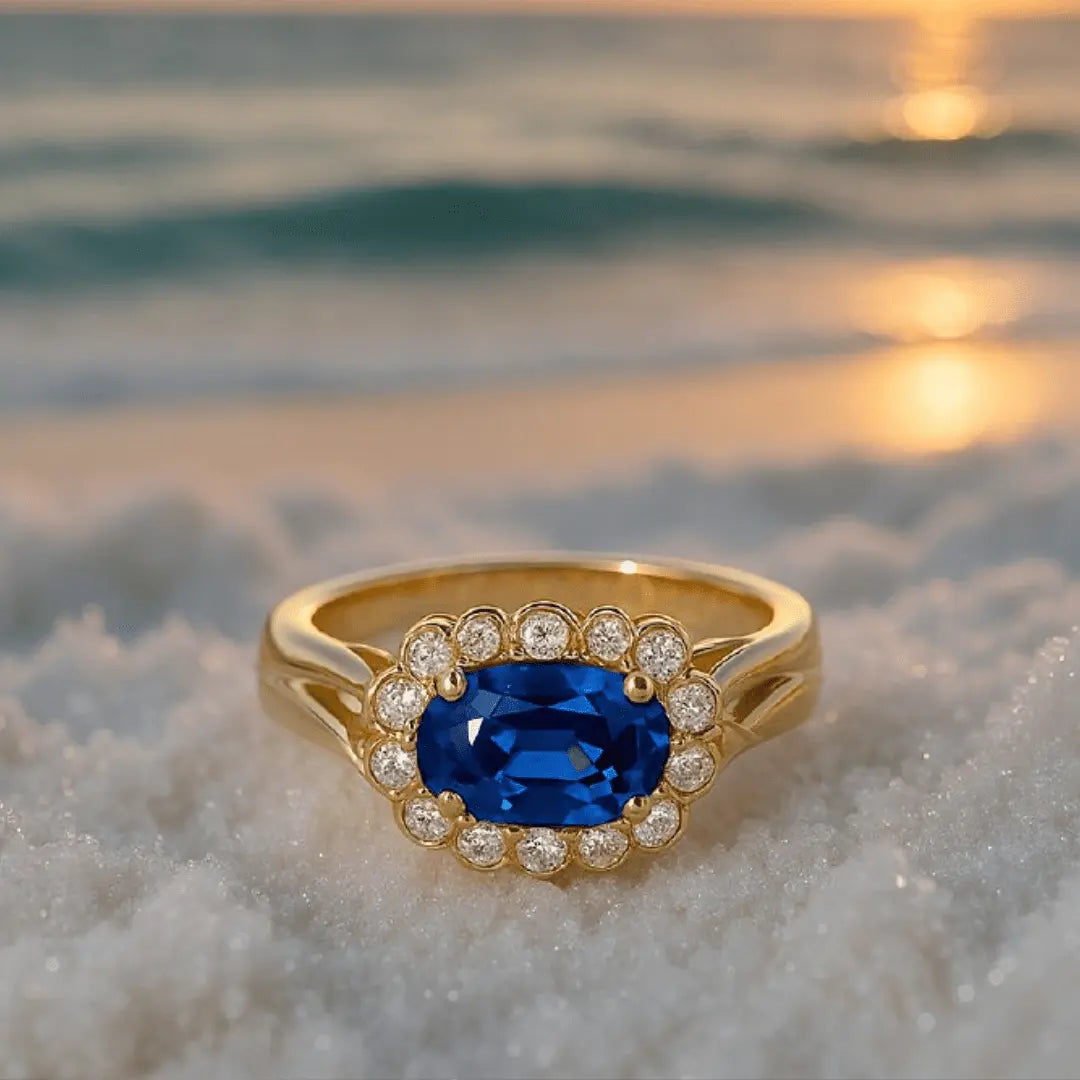 Anello in argento 925 con cristallo blu A minha loja