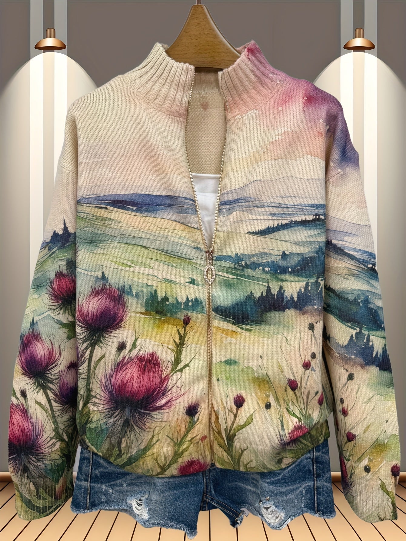 Zelda™ | Cardigan con Zip e Motivo Scozzese A minha loja