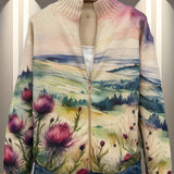 Marlowe | Cardigan Donna con Zip e Fiori di Cardo