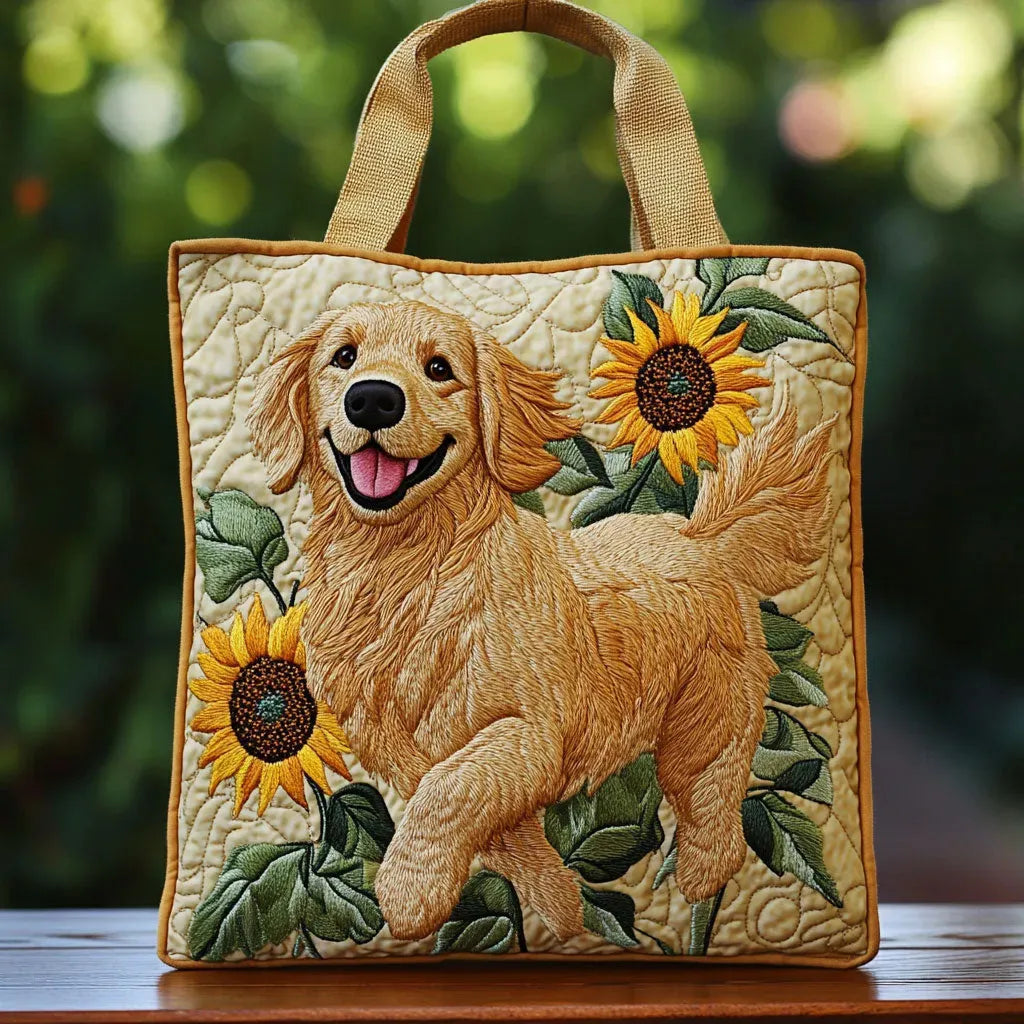Borsa artigianale trapuntata con Golden Retriever A minha loja