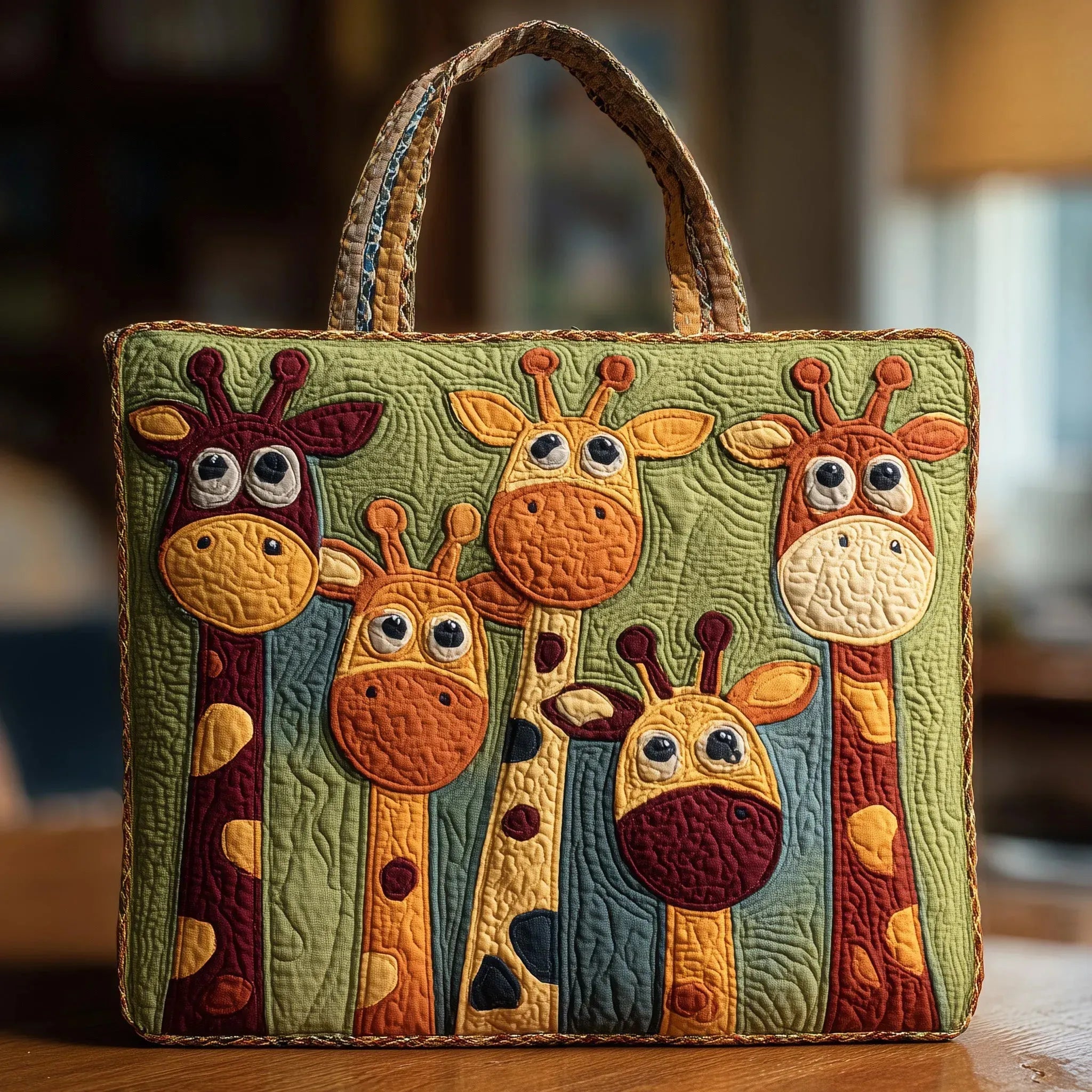 Borsa artigianale trapuntata con giraffa A minha loja