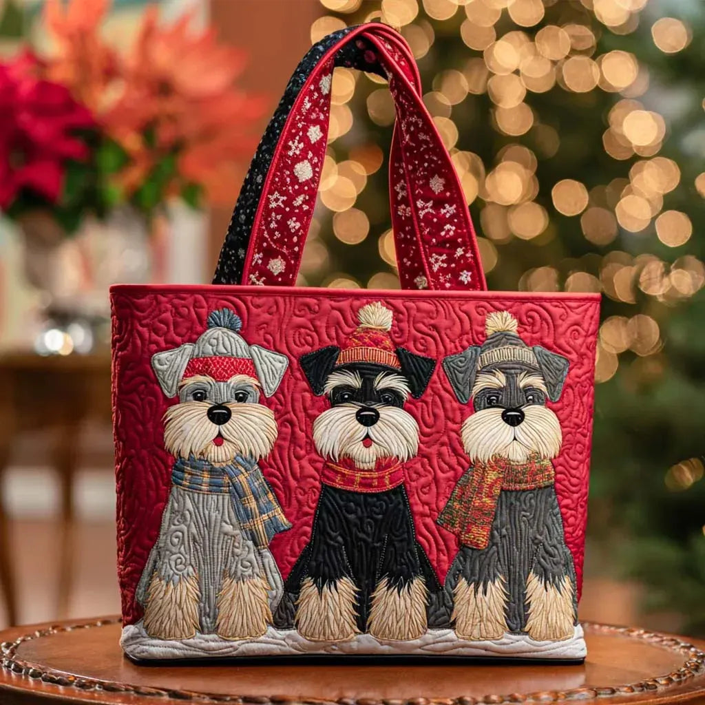 Borsa artigianale trapuntata con trio di Schnauzer A minha loja