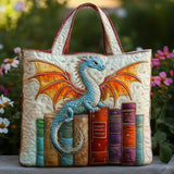 Borsa artigianale trapuntata con drago custode dei libri A minha loja