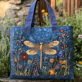 Borsa artigianale trapuntata con libellula dorata A minha loja