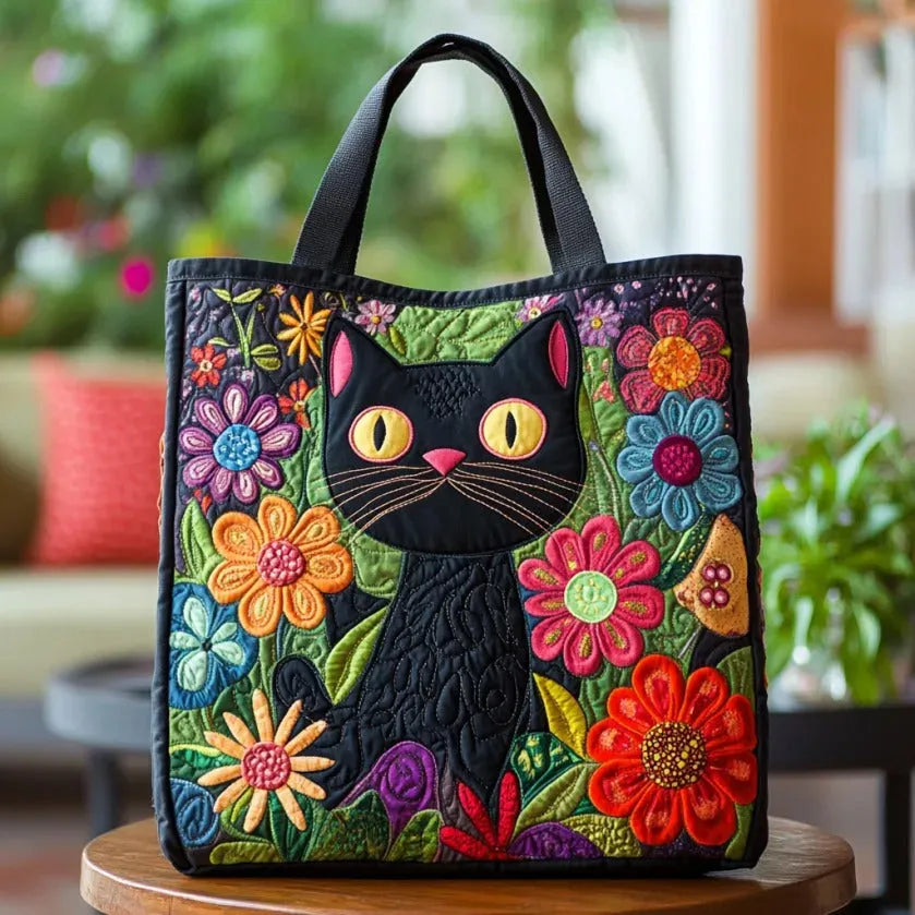 Borsa artigianale imbottita con gatta nera A minha loja