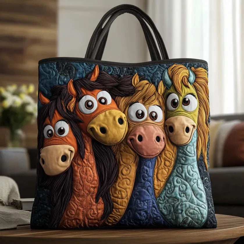 Borsa artigianale trapuntata con pony magici A minha loja