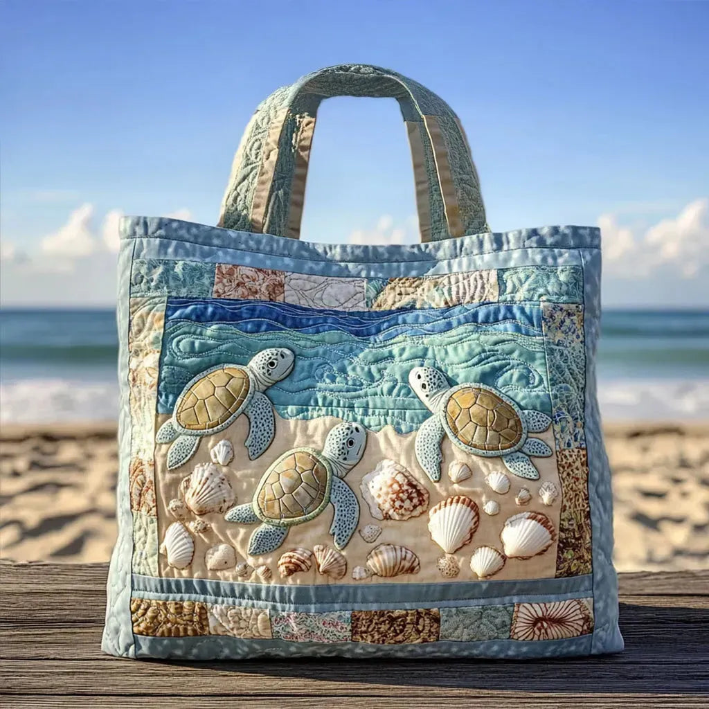 Borsa artigianale trapuntata con tartarughe marine A minha loja