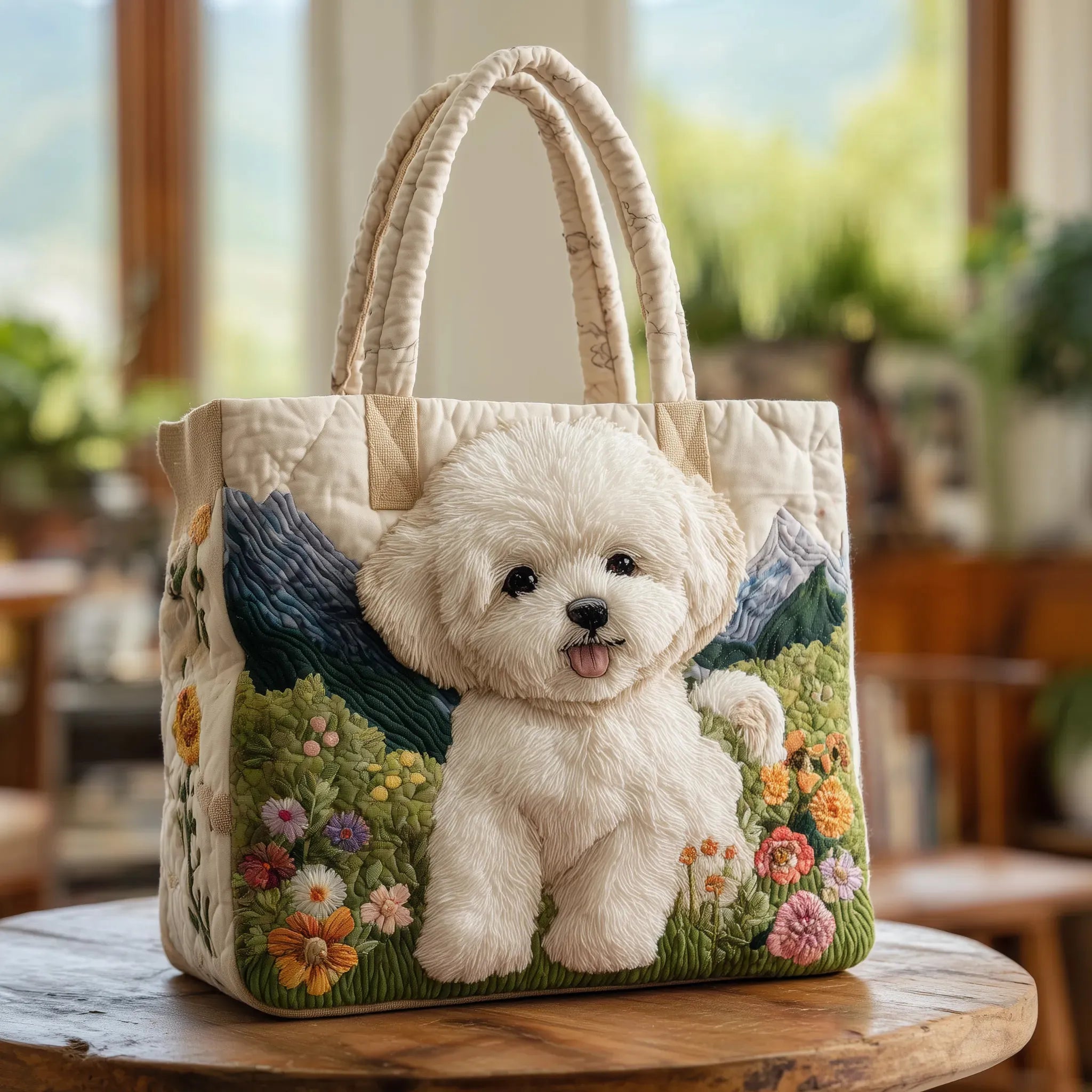 Borsa artigianale trapuntata con cane magico A minha loja