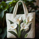 Borsa artigianale trapuntata con calle bianche A minha loja