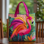 Borsa artigianale trapuntata con fenicottero arcobaleno A minha loja