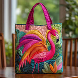 Borsa artigianale trapuntata con fenicottero arcobaleno A minha loja