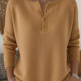 HELENA | HENLEY BUTTON-UP KNIT SWEATER A minha loja