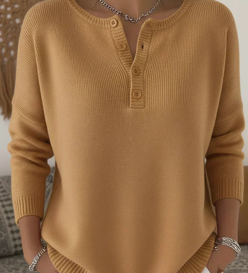HELENA | HENLEY BUTTON-UP KNIT SWEATER A minha loja