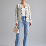 Ivadelle™ | Cardigan Vintage con Motivo Floreale in Maglia A minha loja