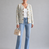 Ivadelle™ | Cardigan Vintage con Motivo Floreale in Maglia A minha loja