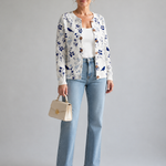 Vynora™ | Cardigan in Maglia con Stampa Vintage di Fiori e Uccelli e Bottoni A minha loja
