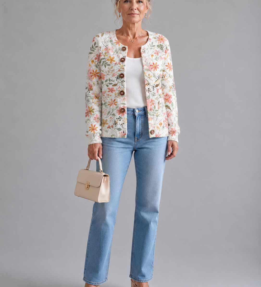 Greta™ | Vintage Floral Knit Cardigan A minha loja