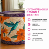 Cesto portabiancheria trapuntato con motivo marino NCU0TH2985