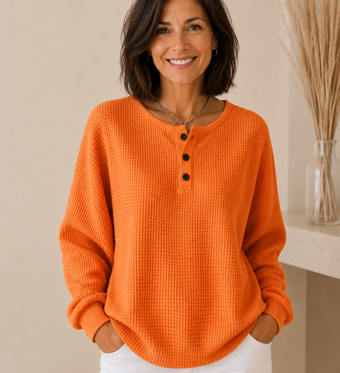 MIRABEL | COZY WAFFLE HENLEY SWEATSHIRT A minha loja