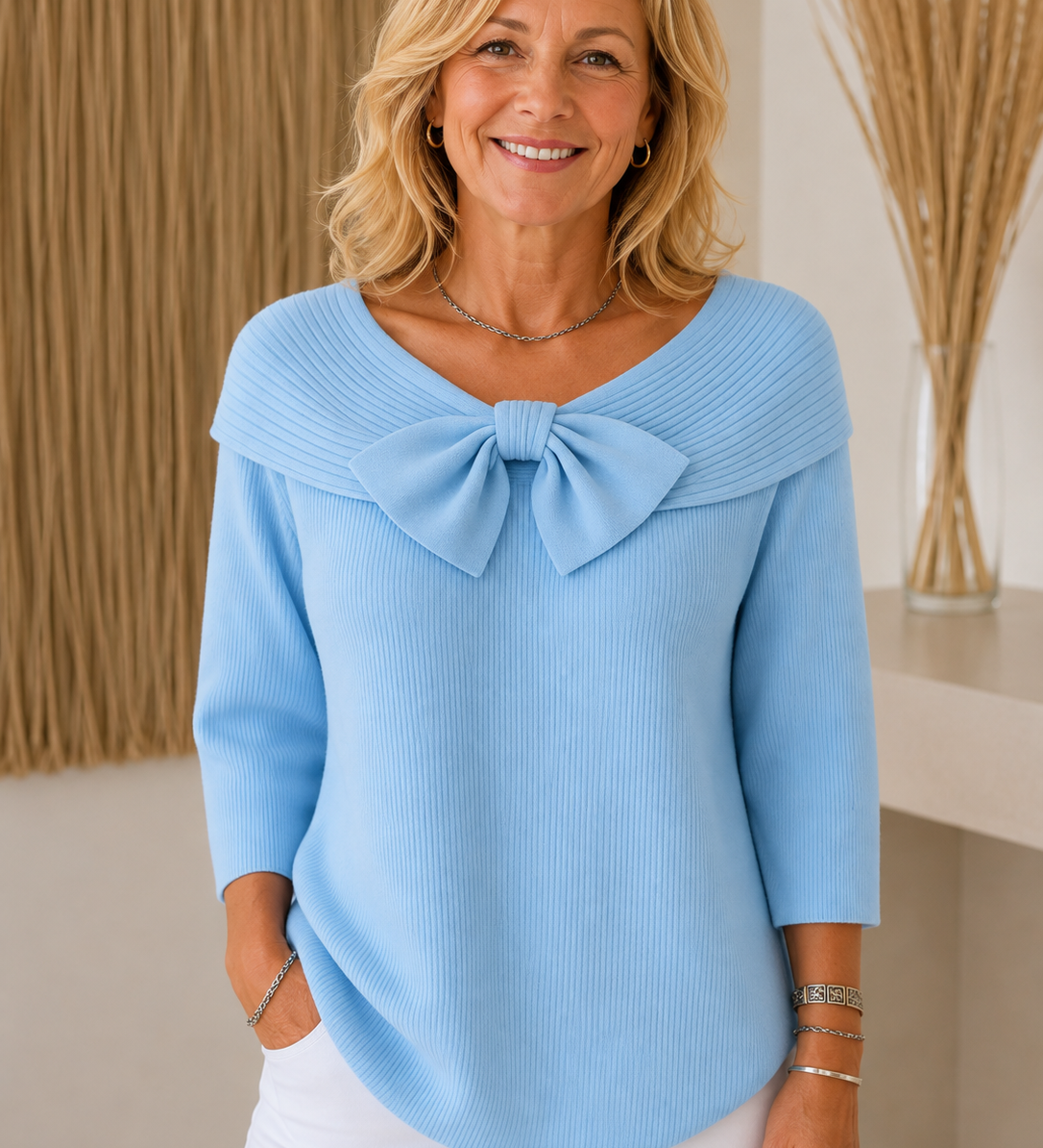 TIVELLA | SWEATER WITH BOW AND ROUND NECKLINE A minha loja