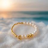 Elegante corona da polso dorata con perle A minha loja