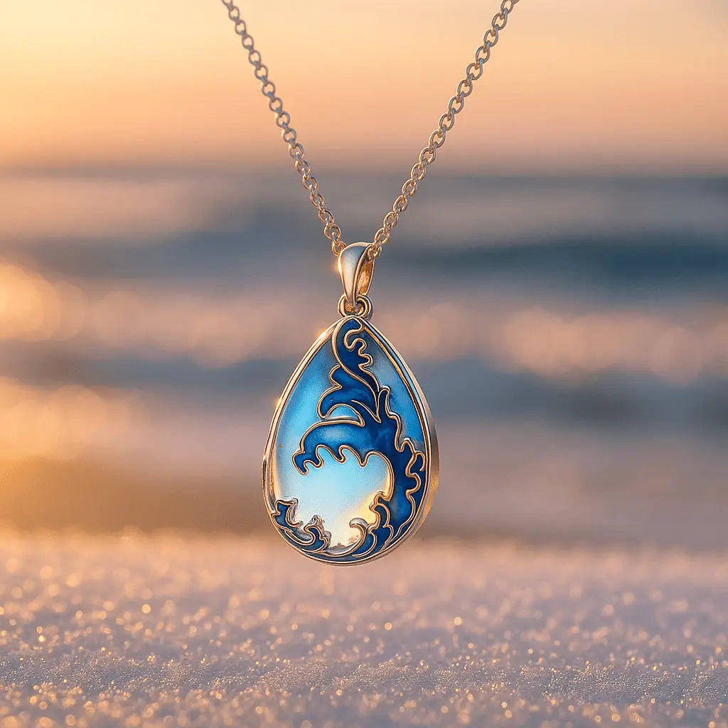 Collana smaltata a forma di onda A minha loja