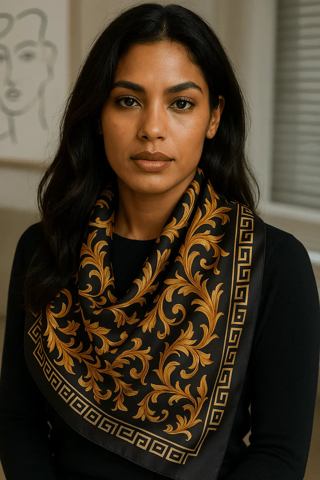Galina Musta Foulard (100 % Seta - 88 cm) A minha loja