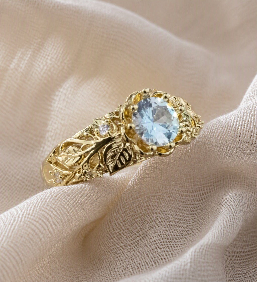 Golden Leaf Zirconia Ring