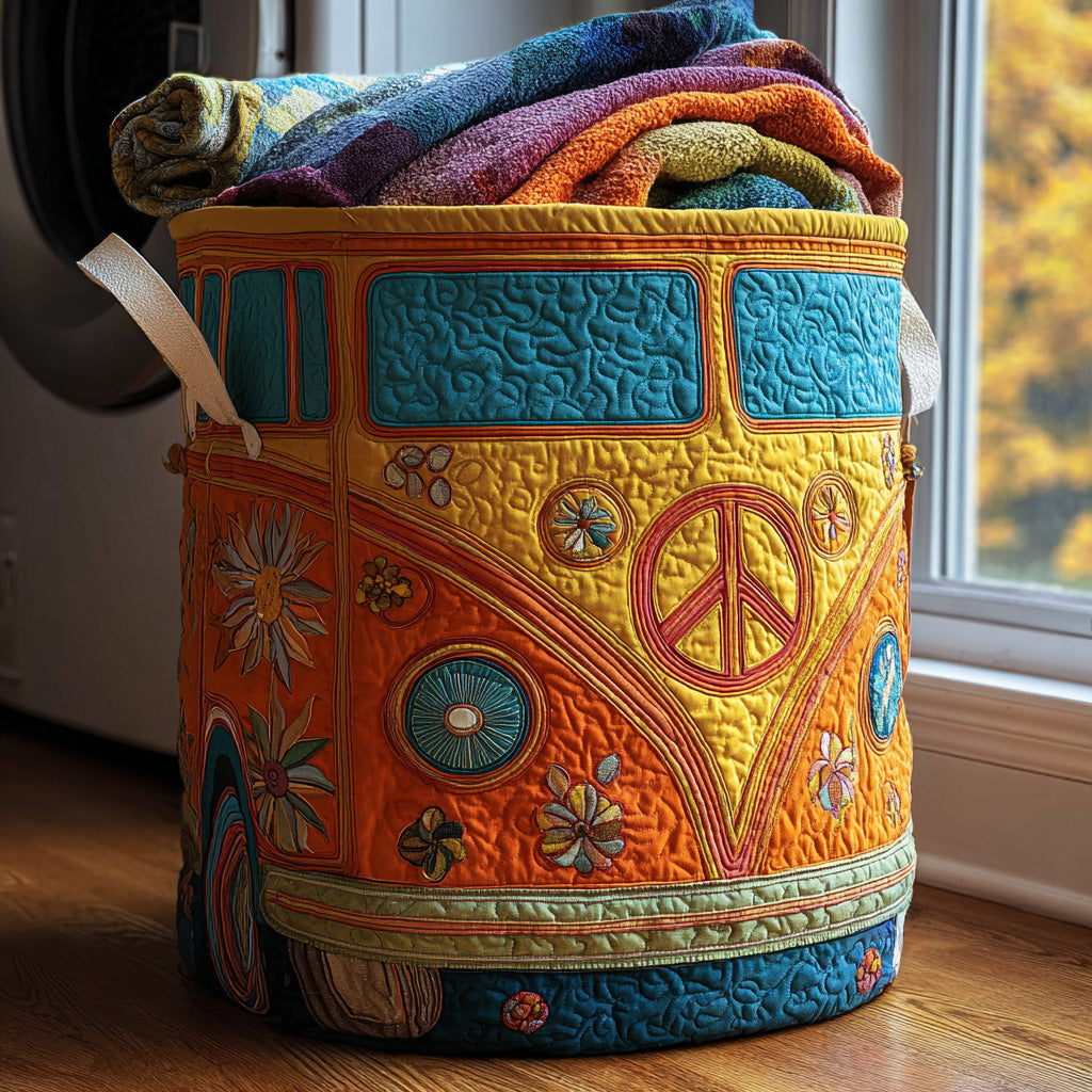 Cesto portabiancheria trapuntato in stile hippie colorato NCU0QN026