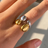 Bicolore Anello Impilabile in Oro e Argento