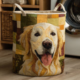 Cesto portabiancheria trapuntato con Golden Retriever NCU0HNH014