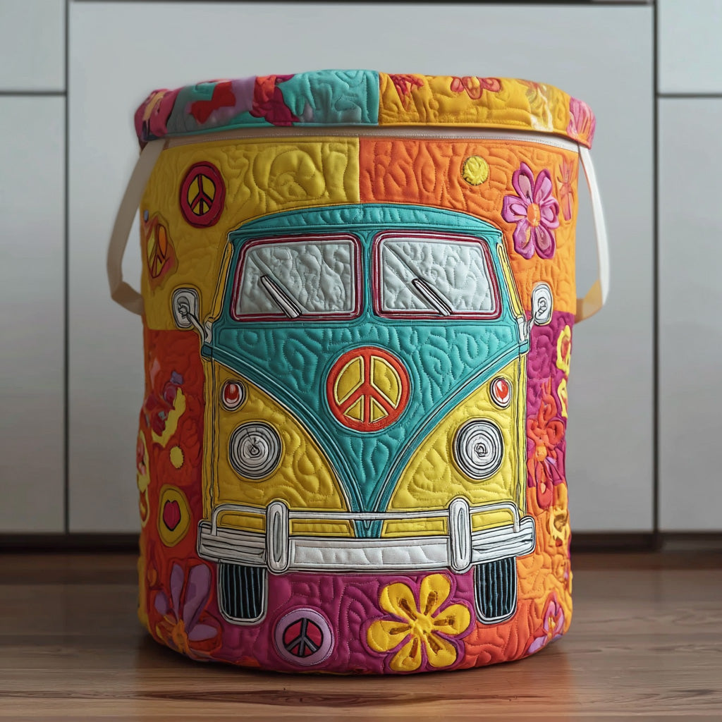 Cesto portabiancheria trapuntato in stile hippie colorato NCU0QN026