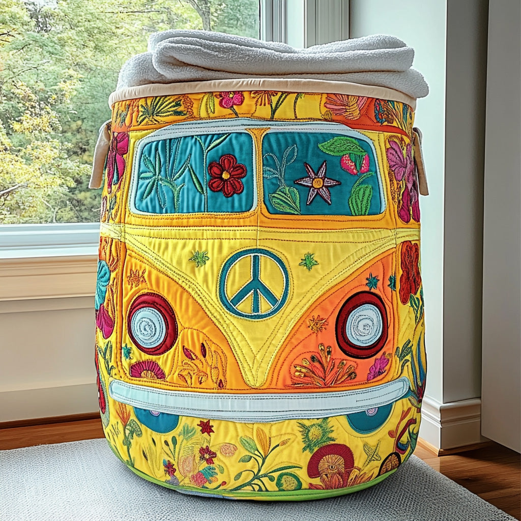 Cesto portabiancheria trapuntato in stile hippie colorato NCU0QN026