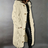Eliška – Cappotto lungo da donna lavorato a maglia con cappuccio A minha loja