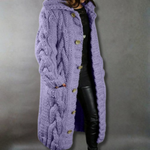 Eliška – Cappotto lungo da donna lavorato a maglia con cappuccio A minha loja
