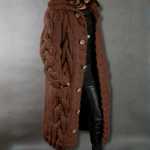 Eliška – Cappotto lungo da donna lavorato a maglia con cappuccio A minha loja