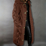 Eliška – Cappotto lungo da donna lavorato a maglia con cappuccio A minha loja