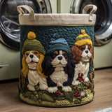 Cesto portabiancheria trapuntato con Cavalier King Charles NCU0HNH459