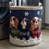 Cesto portabiancheria trapuntato con Cavalier King Charles NCU0HNH460