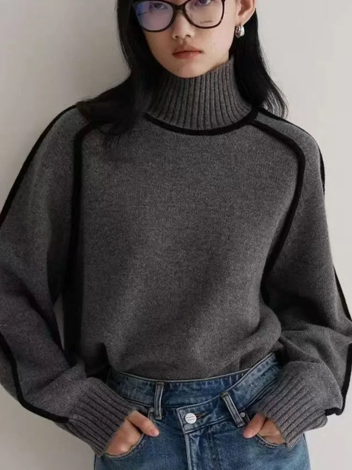Donna | Elegante Maglione con Collo Alto A minha loja
