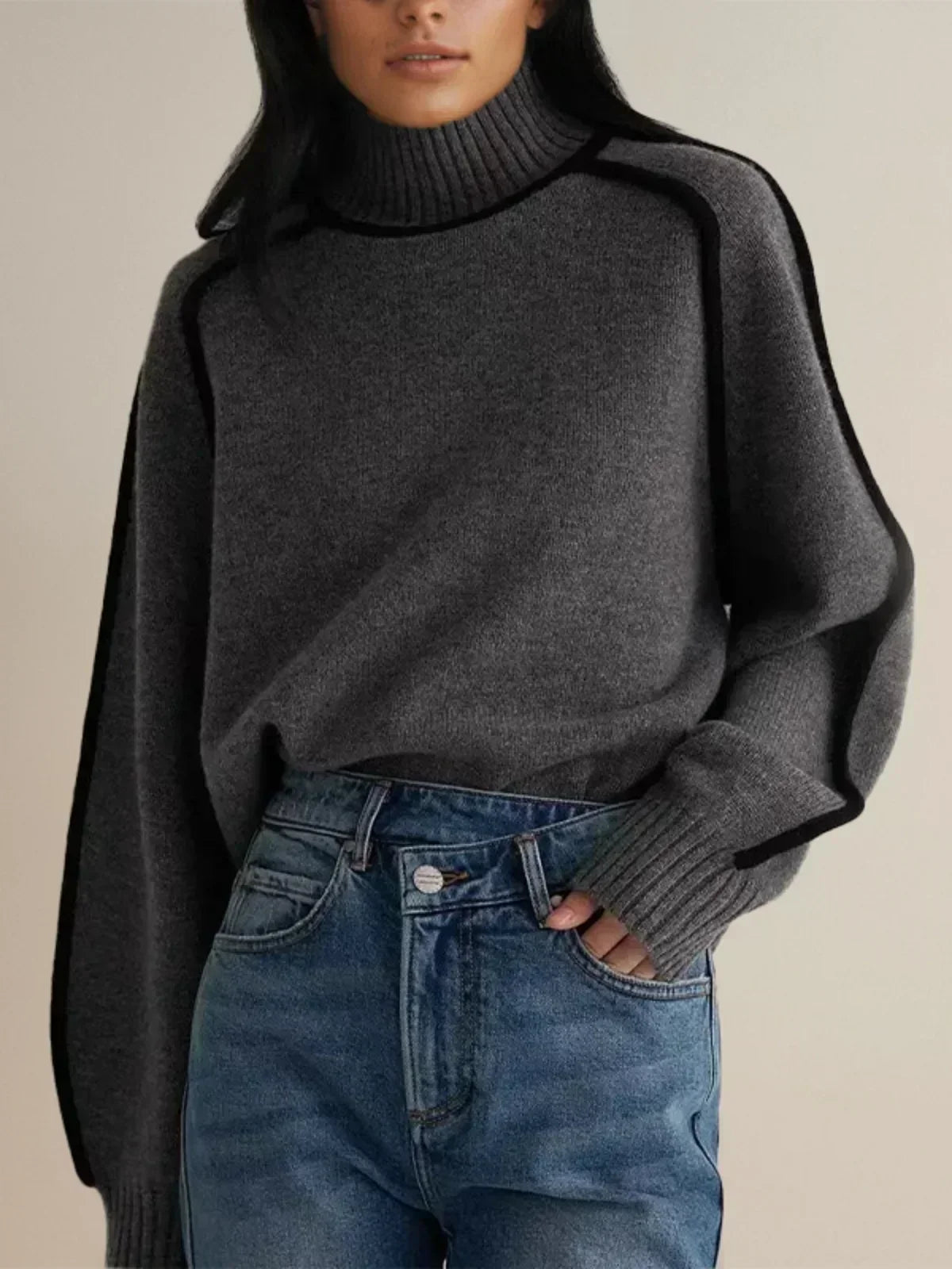 Donna | Elegante Maglione con Collo Alto A minha loja