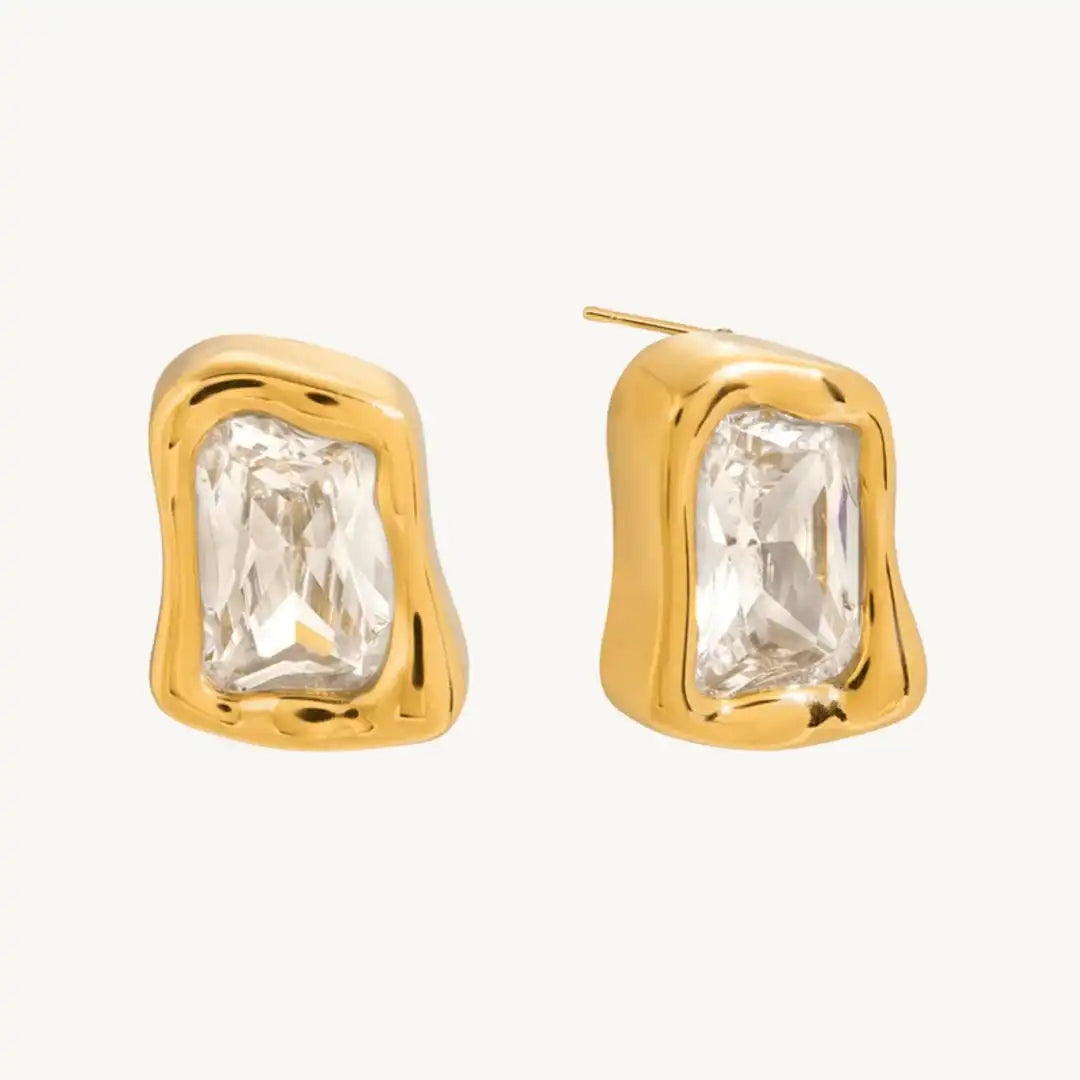 Orecchini Quadrati in Zircone Oro Classici