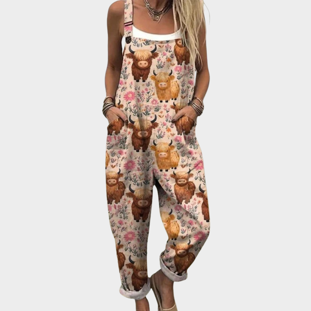 Salopette Oversize Confortevole con Illustrazione di Fattoria A minha loja