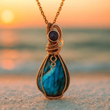 Ciondolo in labradorite e ametista A minha loja
