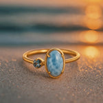 Anello in argento 925 con topazio color mare A minha loja