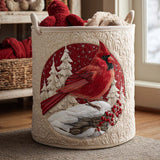 Cesto portabiancheria trapuntato con cardinale rosso NCU0NNT1761