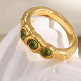 Anello Vintage in Oro Intarsiato con Pietre Preziose