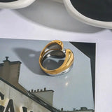 Bicolore Anello Impilabile in Oro e Argento