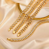 Set di Bracciali Regolabili in Zirconia Cubica Placcata Oro